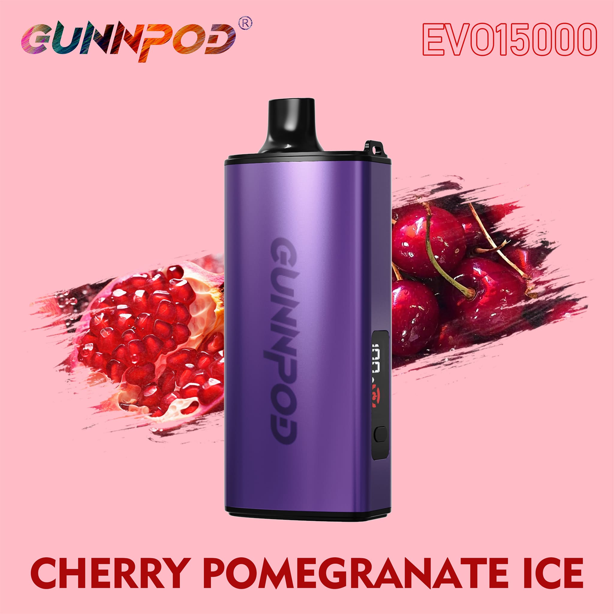15K Puffs Gunnpod Evo Disposable Vape Cherry Pomegranate Ice Flavor