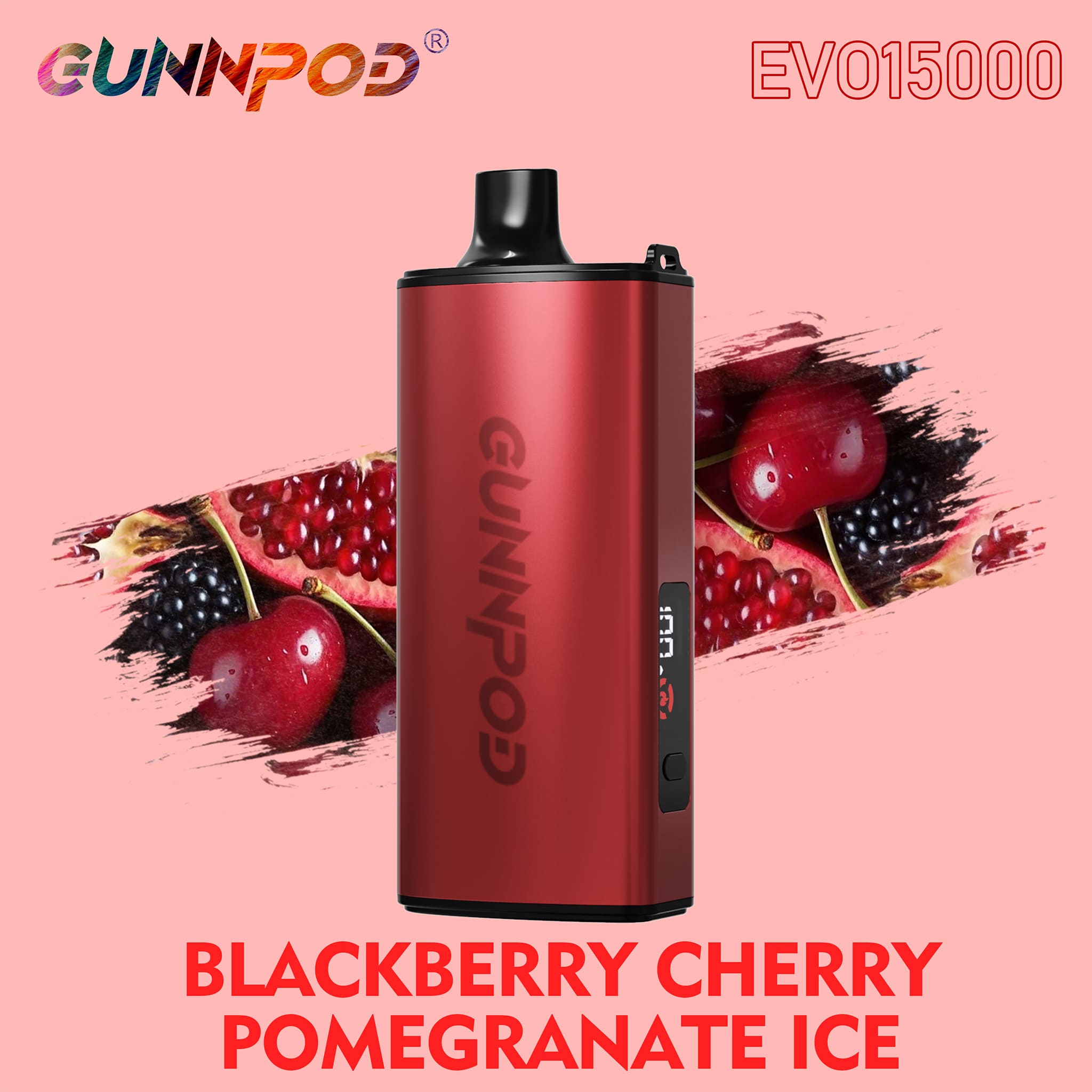 15K Puffs Gunnpod Evo Disposable Vape Blackberry Cherry Pomegranate Ice Flavor