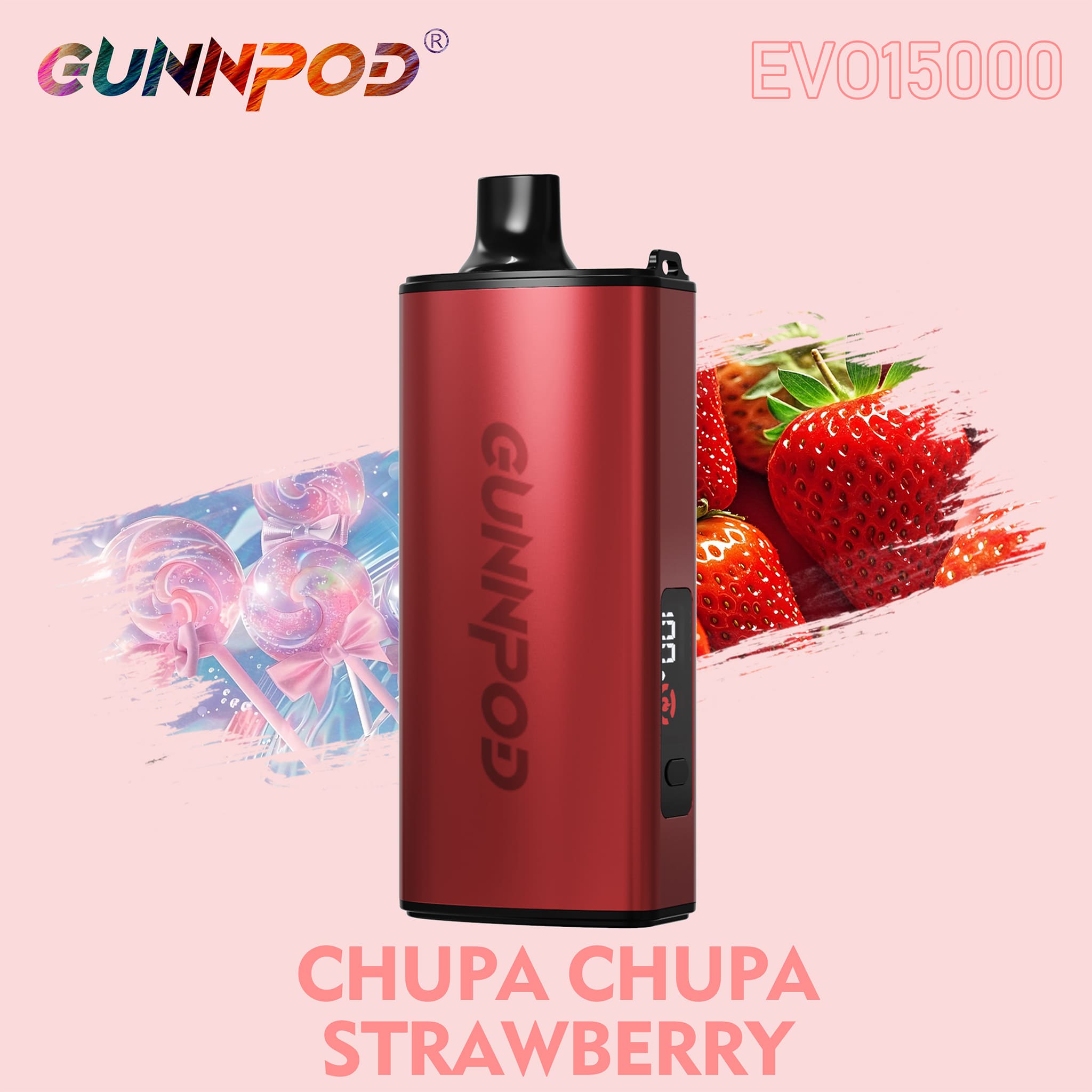 15K Puffs Gunnpod Evo Disposable Vape Chupa Chupa Strawberry Flavor