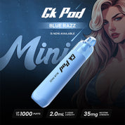 1000 Puffs GK Pod Mini Disposable Vape Blue Razz Flavor