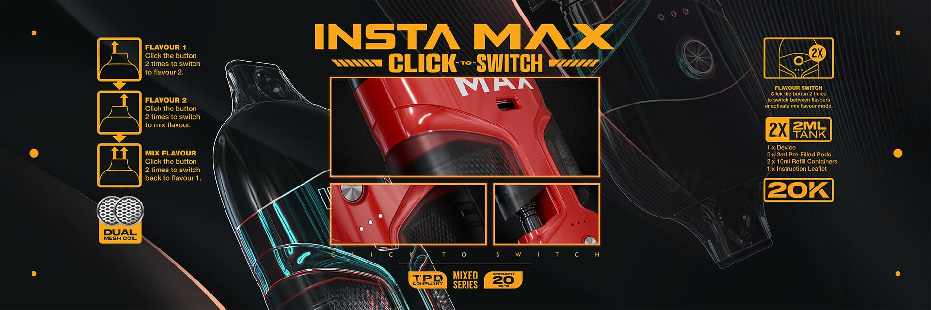 insta max 20k puffs disposable vape kit banner