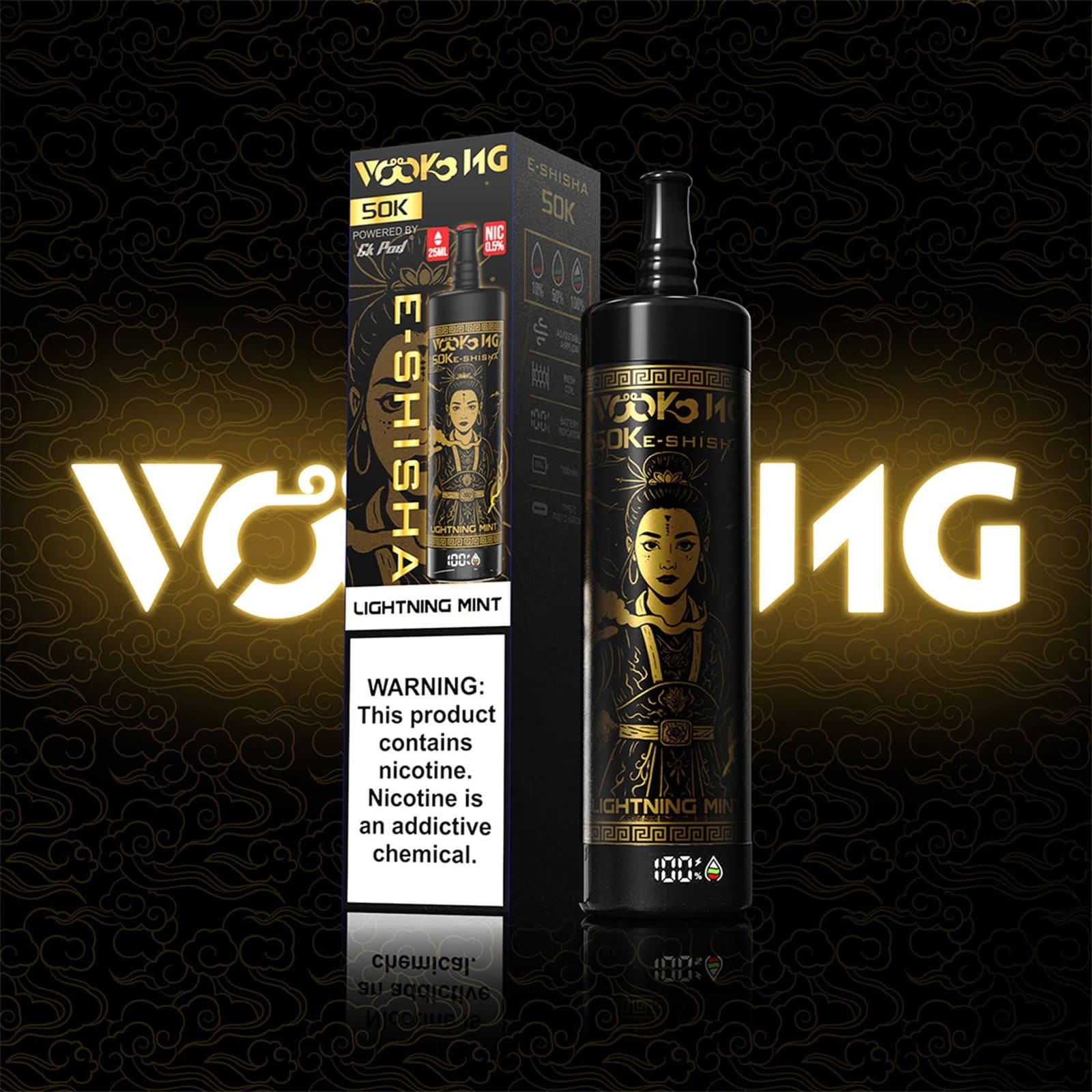 50K Puff Vookong DTL Disposable Shisha Vape Lightning Mint Flavor