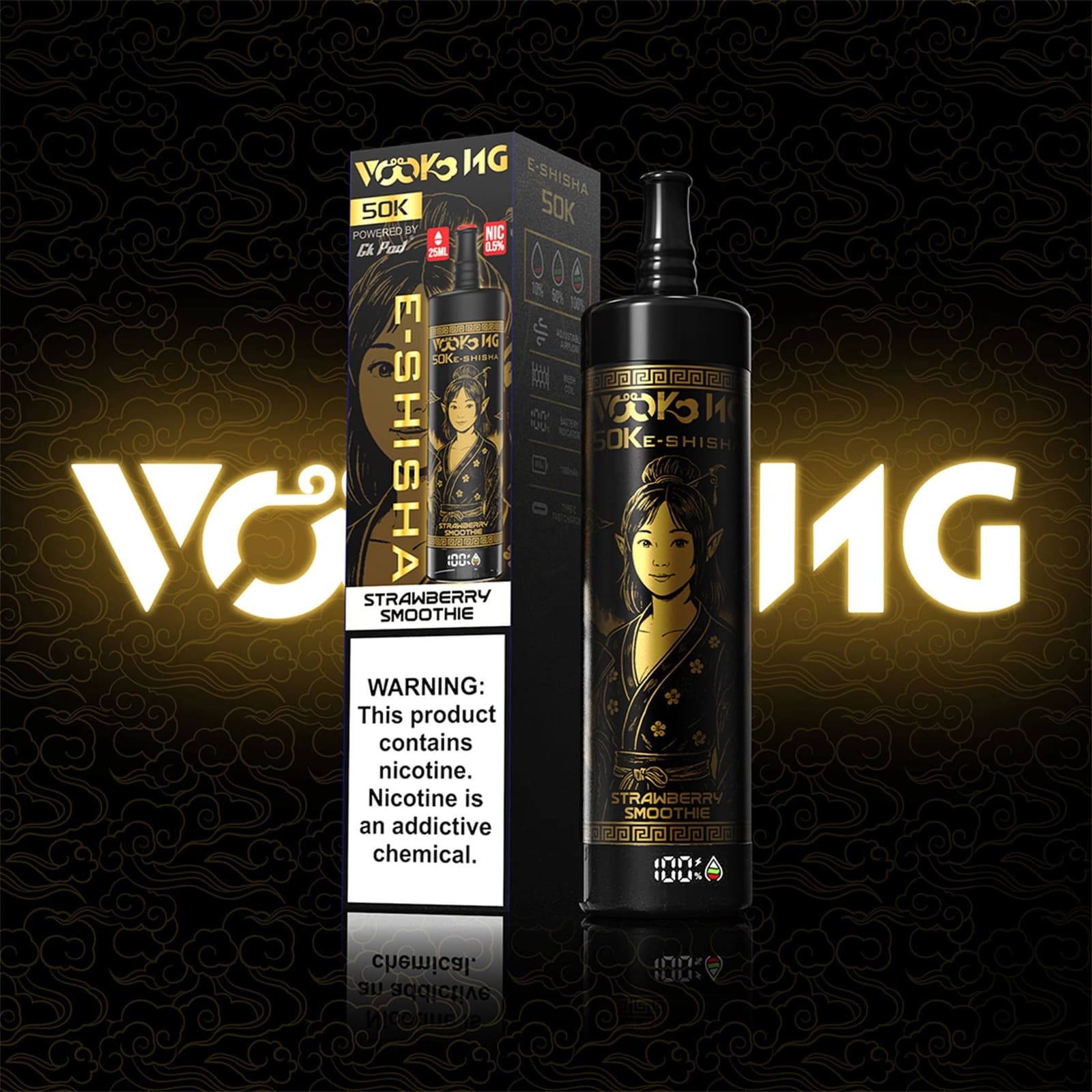 50K Puff Vookong DTL Disposable Shisha Vape Strawberry Smoothie Flavor